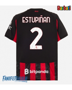 AC Milan Pervis Estupinan #2 Tricou Fotbal Replică 2025-26 Barbati Acasa